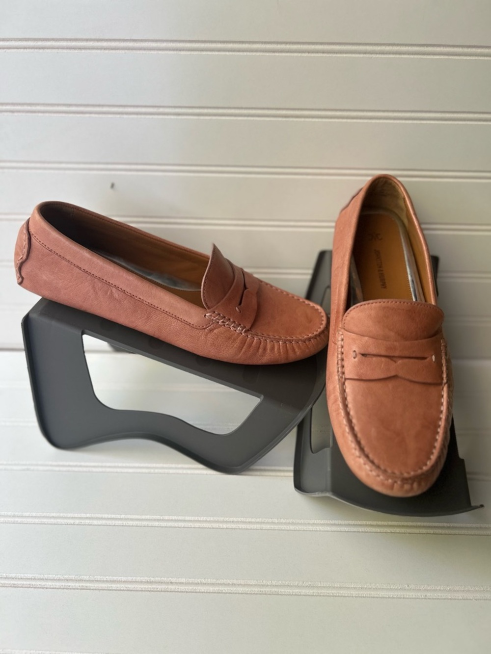 Johnston & Murphy Men's Penny Loafers in Rose Suede